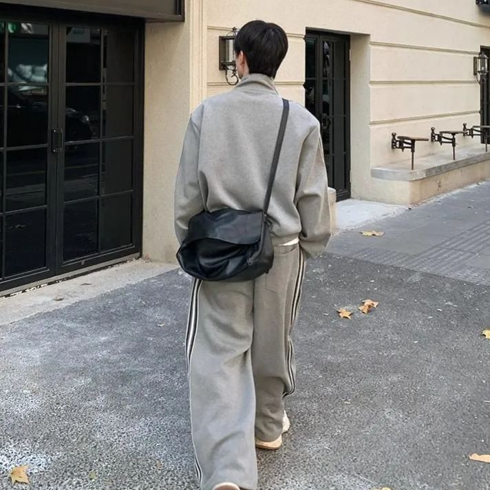 【單件】韓系立領撞色杠條休閒運動兩件套裝