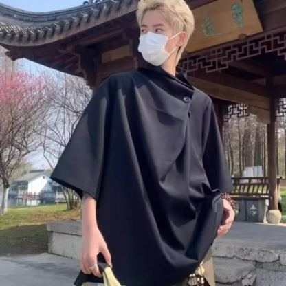 美式寬鬆百搭小眾帥氣設計感假兩件短袖T恤