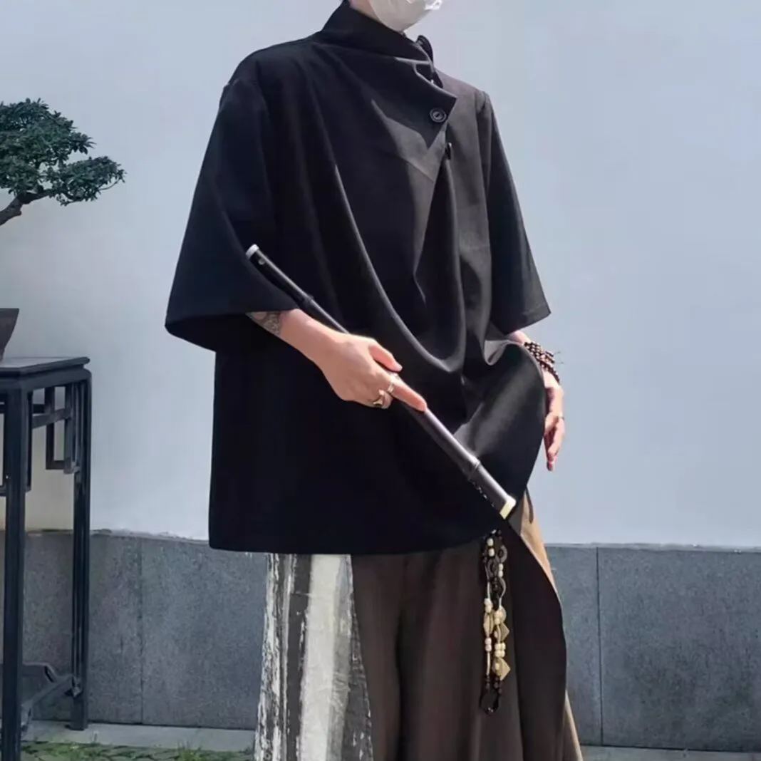 美式寬鬆百搭小眾帥氣設計感假兩件短袖T恤