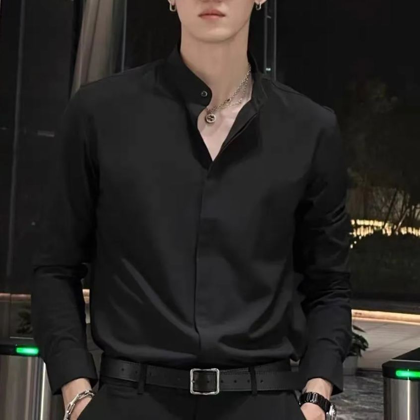痞帥高級感潮流百搭輕國風立領襯衫