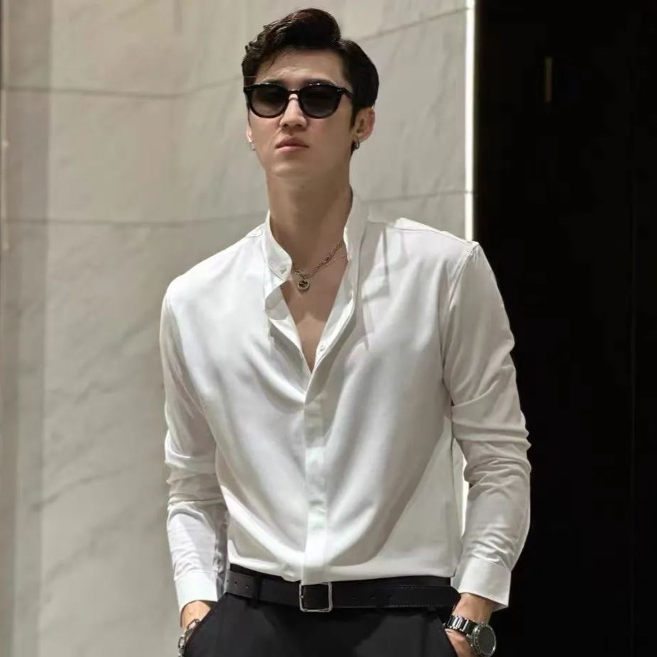 痞帥高級感潮流百搭輕國風立領襯衫