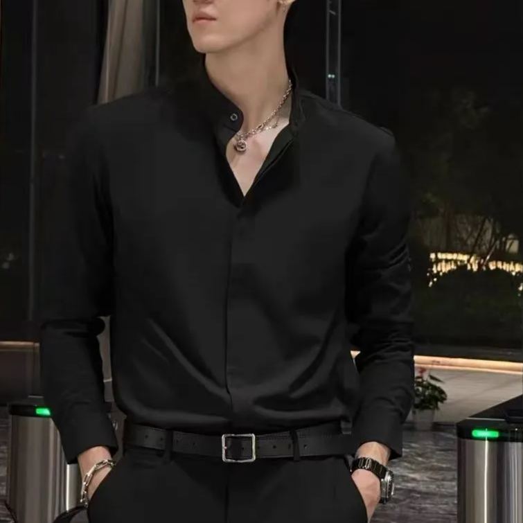 痞帥高級感潮流百搭輕國風立領襯衫