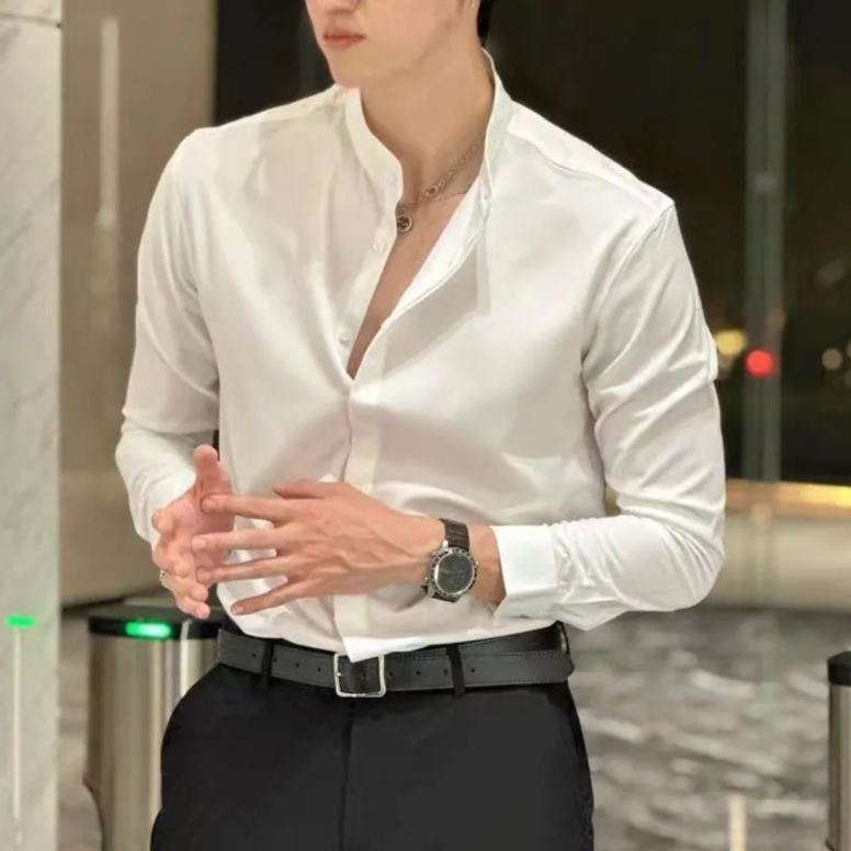痞帥高級感潮流百搭輕國風立領襯衫