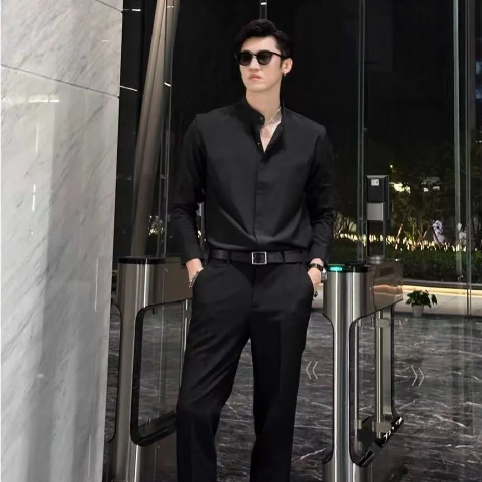 痞帥高級感潮流百搭輕國風立領襯衫