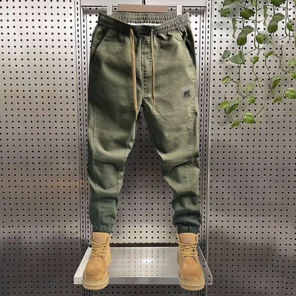 寬鬆大碼休閒百搭束腳運動工裝褲