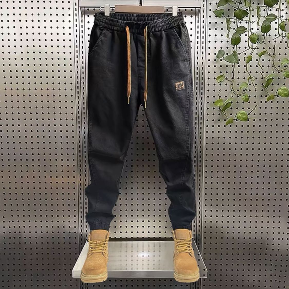 寬鬆大碼休閒百搭束腳運動工裝褲