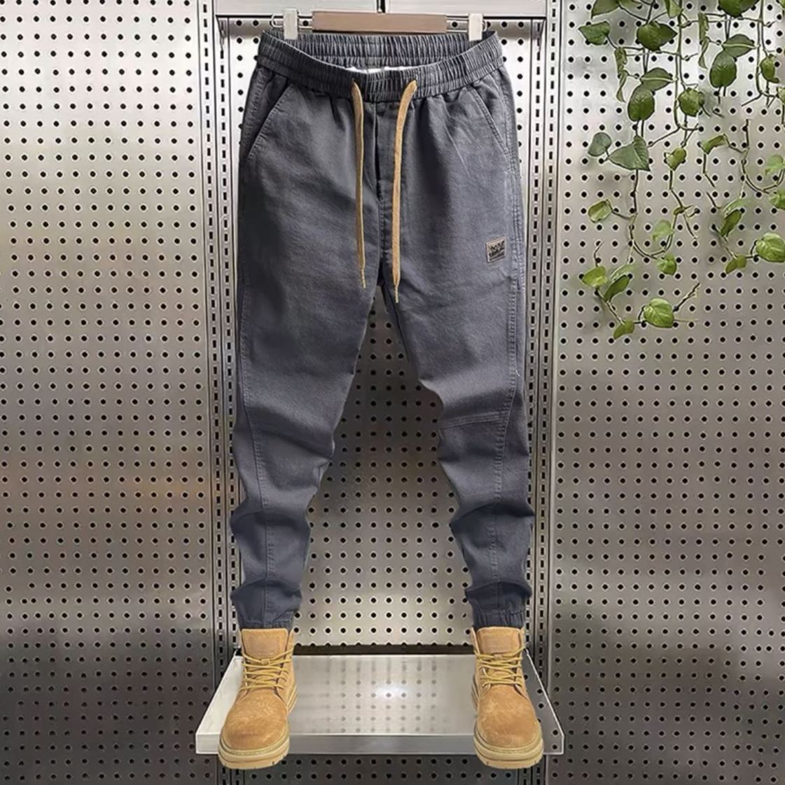 寬鬆大碼休閒百搭束腳運動工裝褲