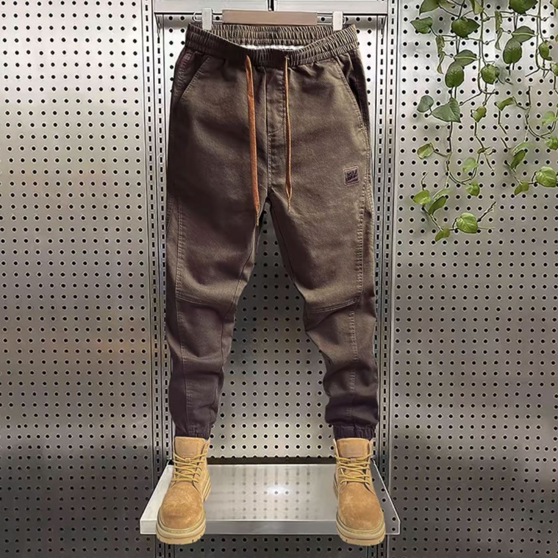 寬鬆大碼休閒百搭束腳運動工裝褲