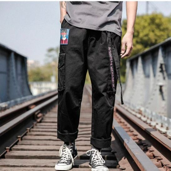 時尚休閑工裝百搭個性潮流帥氣束腳褲