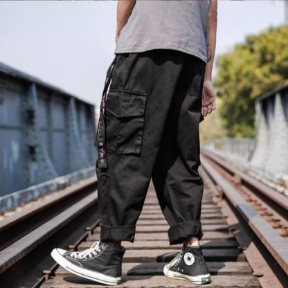 時尚休閑工裝百搭個性潮流帥氣束腳褲