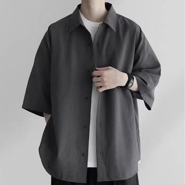 【單件/套裝】韓版寬鬆五分短袖冰絲九分褲三件套裝