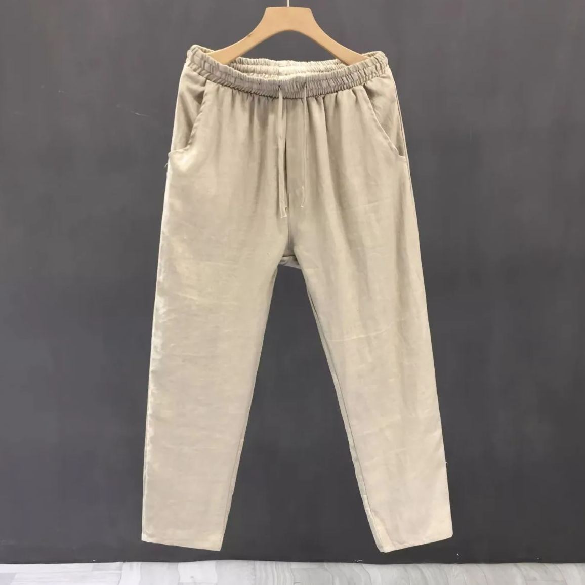 薄款透氣棉麻休閒褲直筒寬鬆九分褲