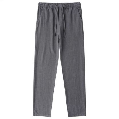 薄款透氣棉麻休閒褲直筒寬鬆九分褲