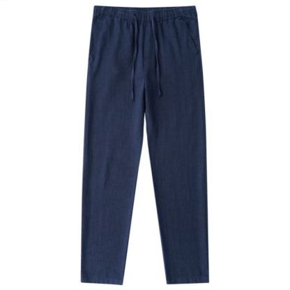 薄款透氣棉麻休閒褲直筒寬鬆九分褲