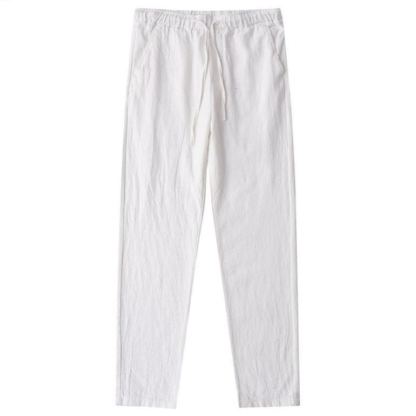 薄款透氣棉麻休閒褲直筒寬鬆九分褲