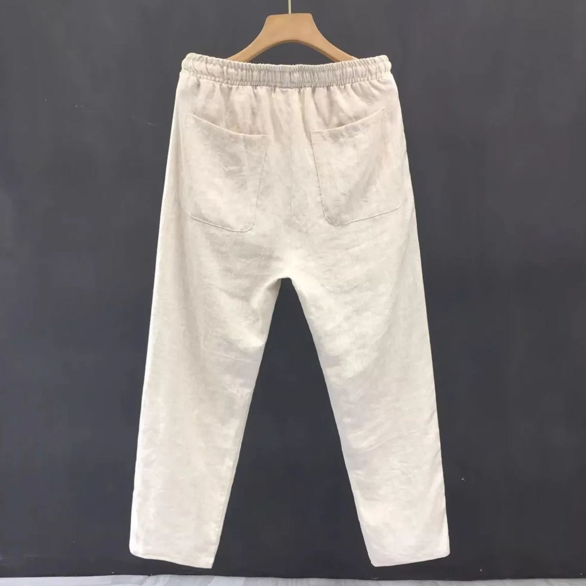 薄款透氣棉麻休閒褲直筒寬鬆九分褲