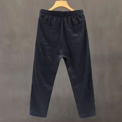 薄款透氣棉麻休閒褲直筒寬鬆九分褲