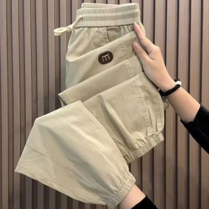 冰絲薄款寬鬆顯瘦大碼防曬涼九分運動褲