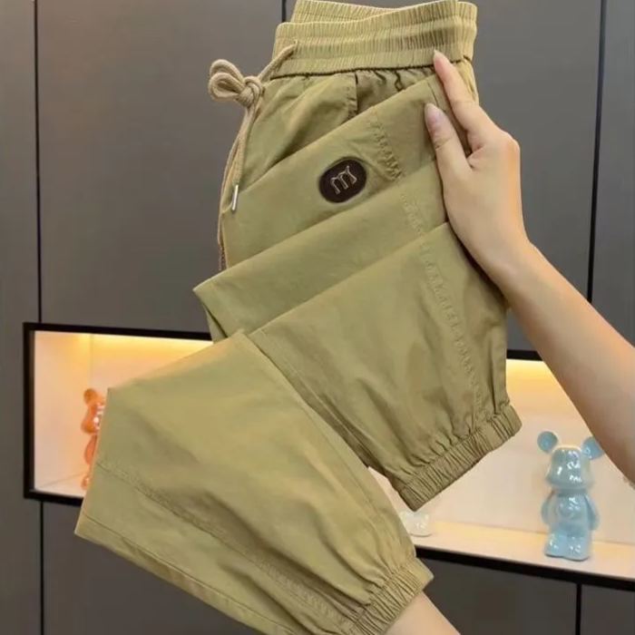 冰絲薄款寬鬆顯瘦大碼防曬涼九分運動褲