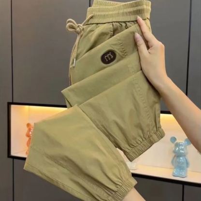 冰絲薄款寬鬆顯瘦大碼防曬涼九分運動褲