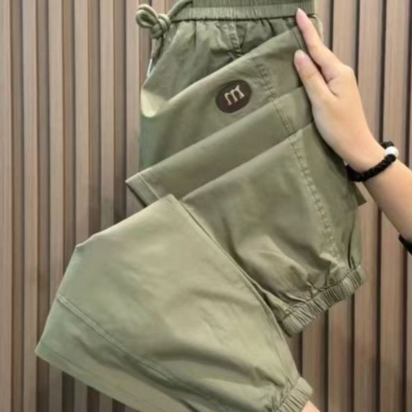 冰絲薄款寬鬆顯瘦大碼防曬涼九分運動褲