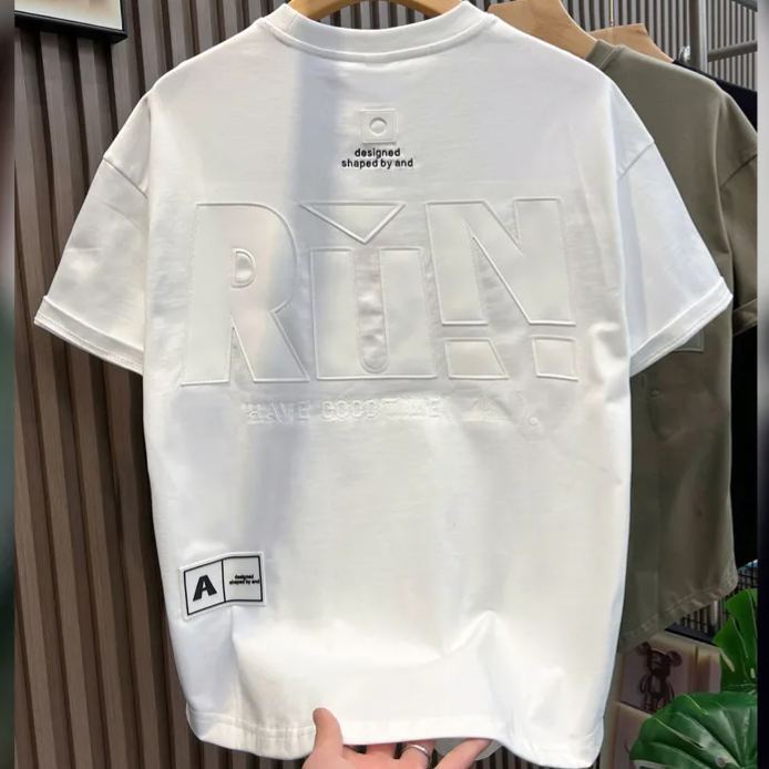 美式落肩寬鬆百搭潮流字母短袖t恤