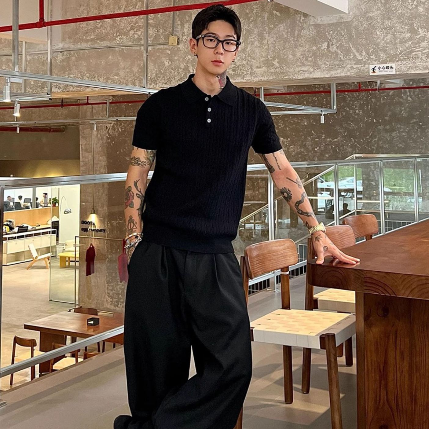 POLO衫麻花肌理感冰絲老錢風短袖T恤