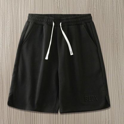 美式薄款休閒寬鬆運動鋼印五分直筒短褲