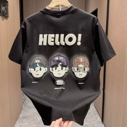 潮流休閒寬鬆韓版圓領印花短袖T恤