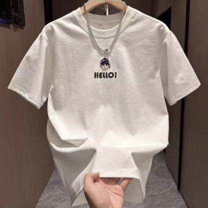 潮流休閒寬鬆韓版圓領印花短袖T恤