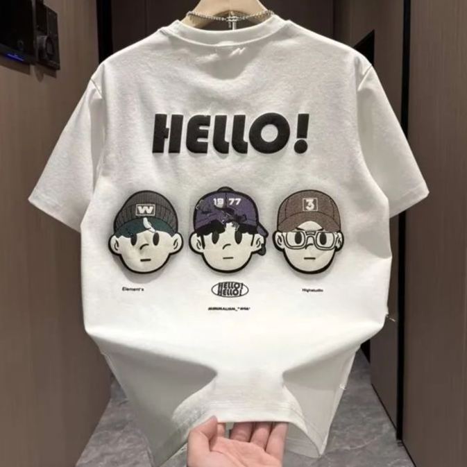 潮流休閒寬鬆韓版圓領印花短袖T恤