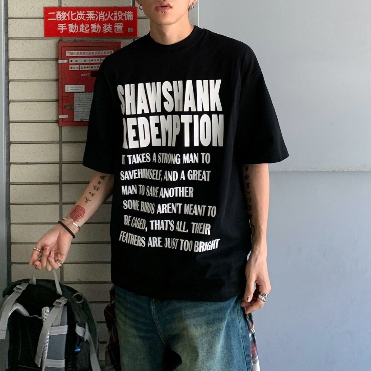 純棉情侶潮流高街寬鬆字母休閒短袖T恤