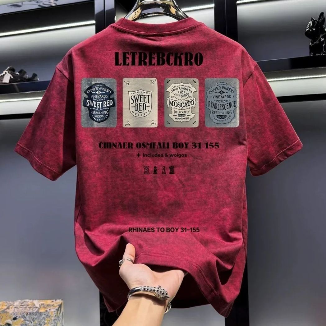 痞帥美式潮流復古扎染寬鬆圓領短袖T恤