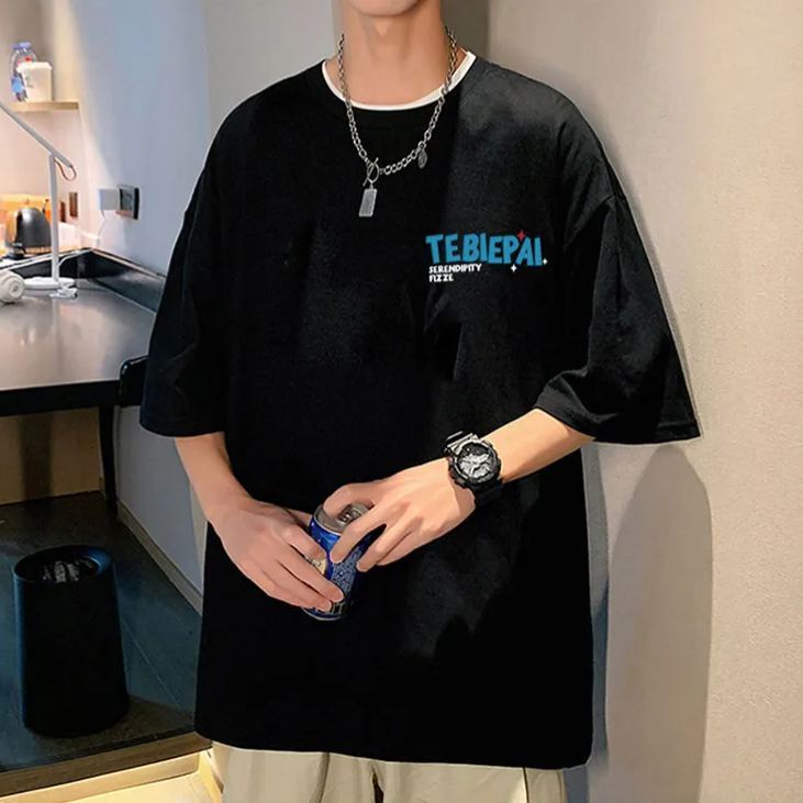 純棉情侶寬鬆港風chic百搭小眾套頭短袖