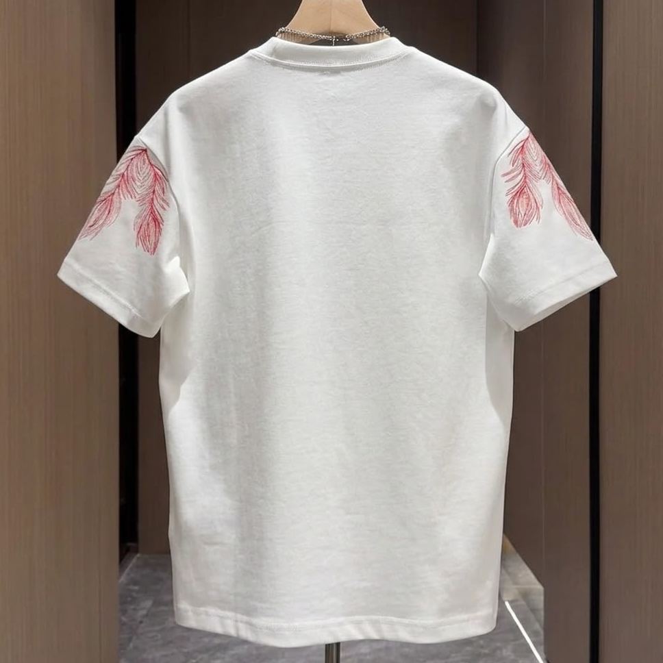 刺繡圓領休閒時尚潮流休閒寬鬆短袖T恤
