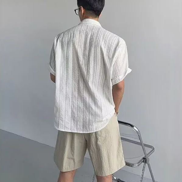 日系棉麻老錢風個性短袖襯衫