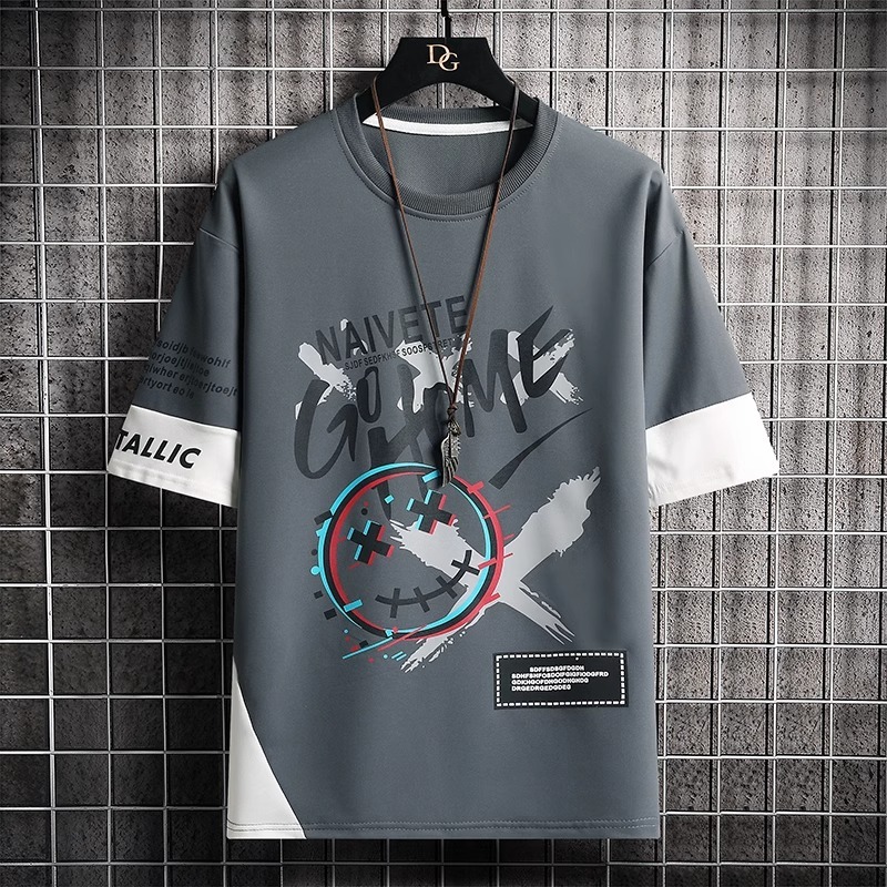 寬鬆休閒圓領涼感印花百搭上衣T恤