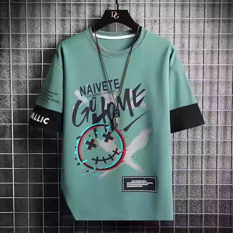 寬鬆休閒圓領涼感印花百搭上衣T恤