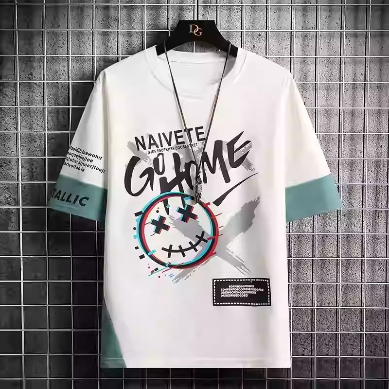 寬鬆休閒圓領涼感印花百搭上衣T恤