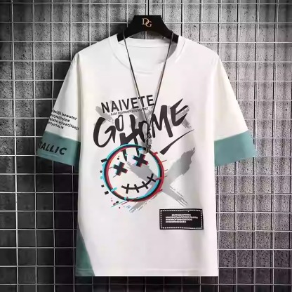 寬鬆休閒圓領涼感印花百搭上衣T恤