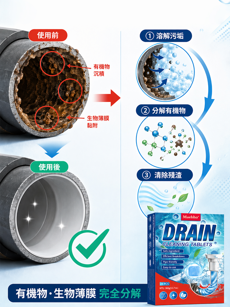 高濃縮排水管泡騰清潔片