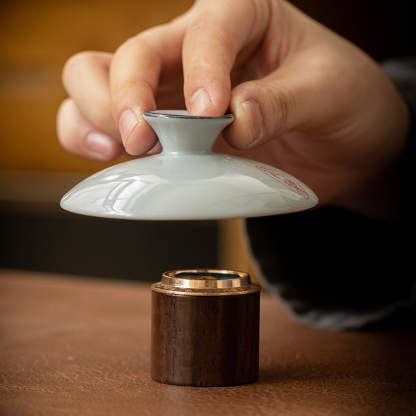 黑檀木景泰藍蓋置鐵壺紫砂壺蓋擱置蓋碗茶壺實木蓋托茶漏托道配件