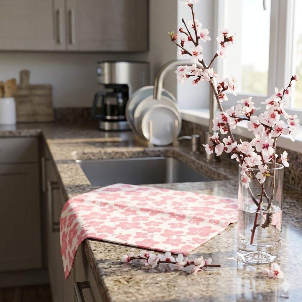 (Direct from Korea) U-House Cherry Blossom Dishcloth 38x38cm