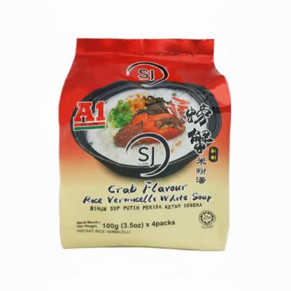A1 S&J Crab Flavour Rice Vermicelli White Soup, 4 x 100G