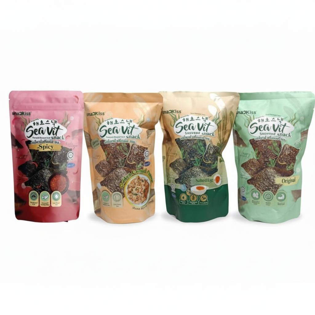Snackiss Seavit Seaweed Original Snack 50g | Golden Cereal 50g | Salted Egg 45g | Spicy 50g