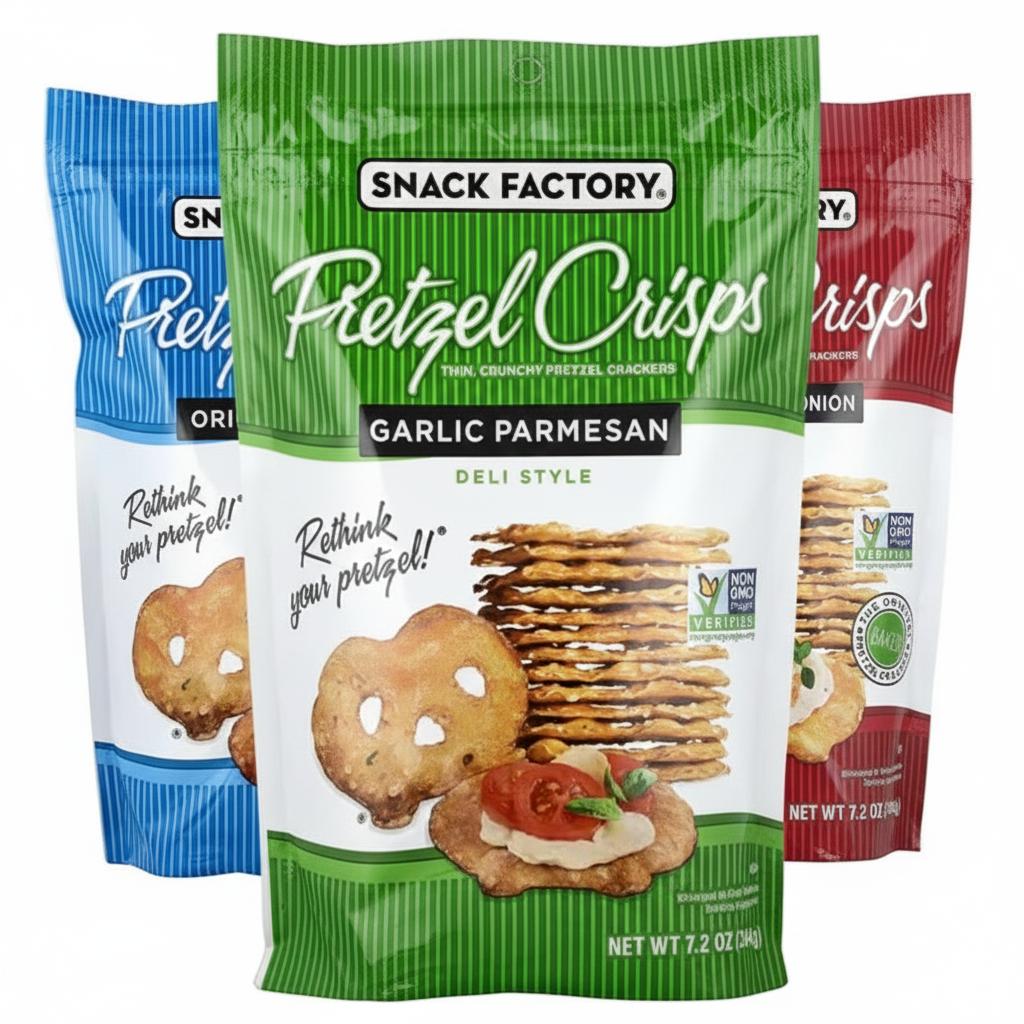Snack Factory Pretzel Crips 204g - Honey Mustard & Onion / Garlic Parmesan / Original