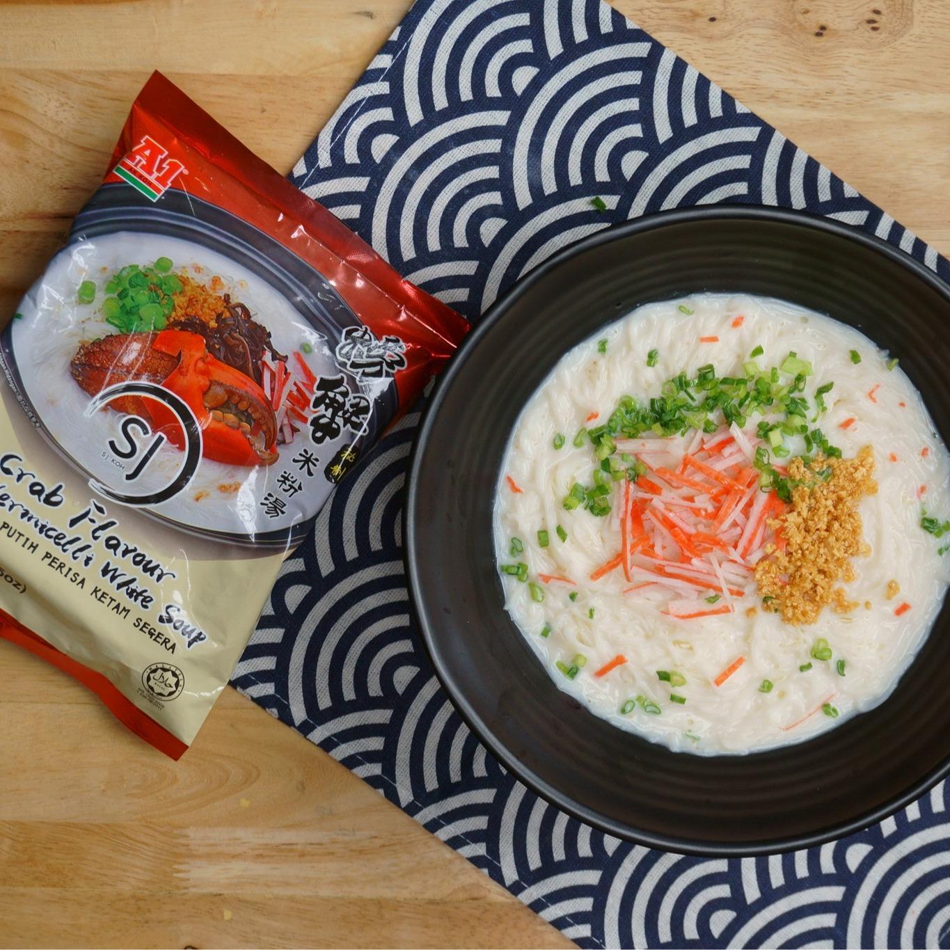 A1 S&J Crab Flavour Rice Vermicelli White Soup, 4 x 100G