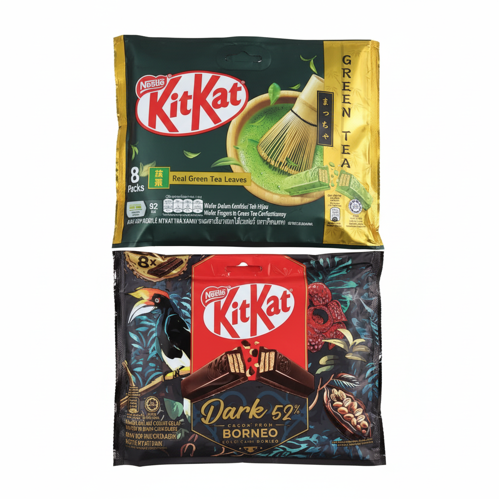 KitKat Dark Cocoa from Borneo 52% / Green Tea from Real Tea Leaves