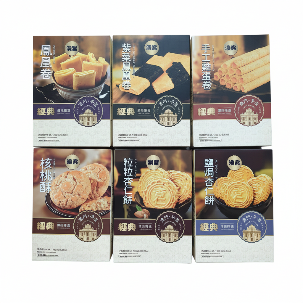 Macao Flavours - Handmade Egg Rolls / Phoenix Rolls (w/wo Seaweed) / Walnut Cookies / Almond Cakes (w/wo Salt)