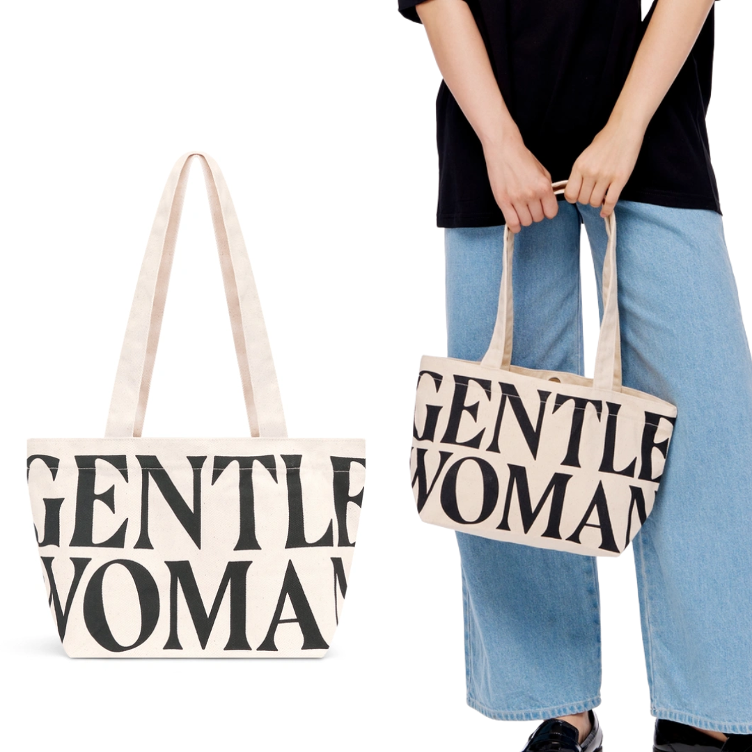 GENTLEWOMEN Canvas Shoulder Tote Bag - Cream / Black